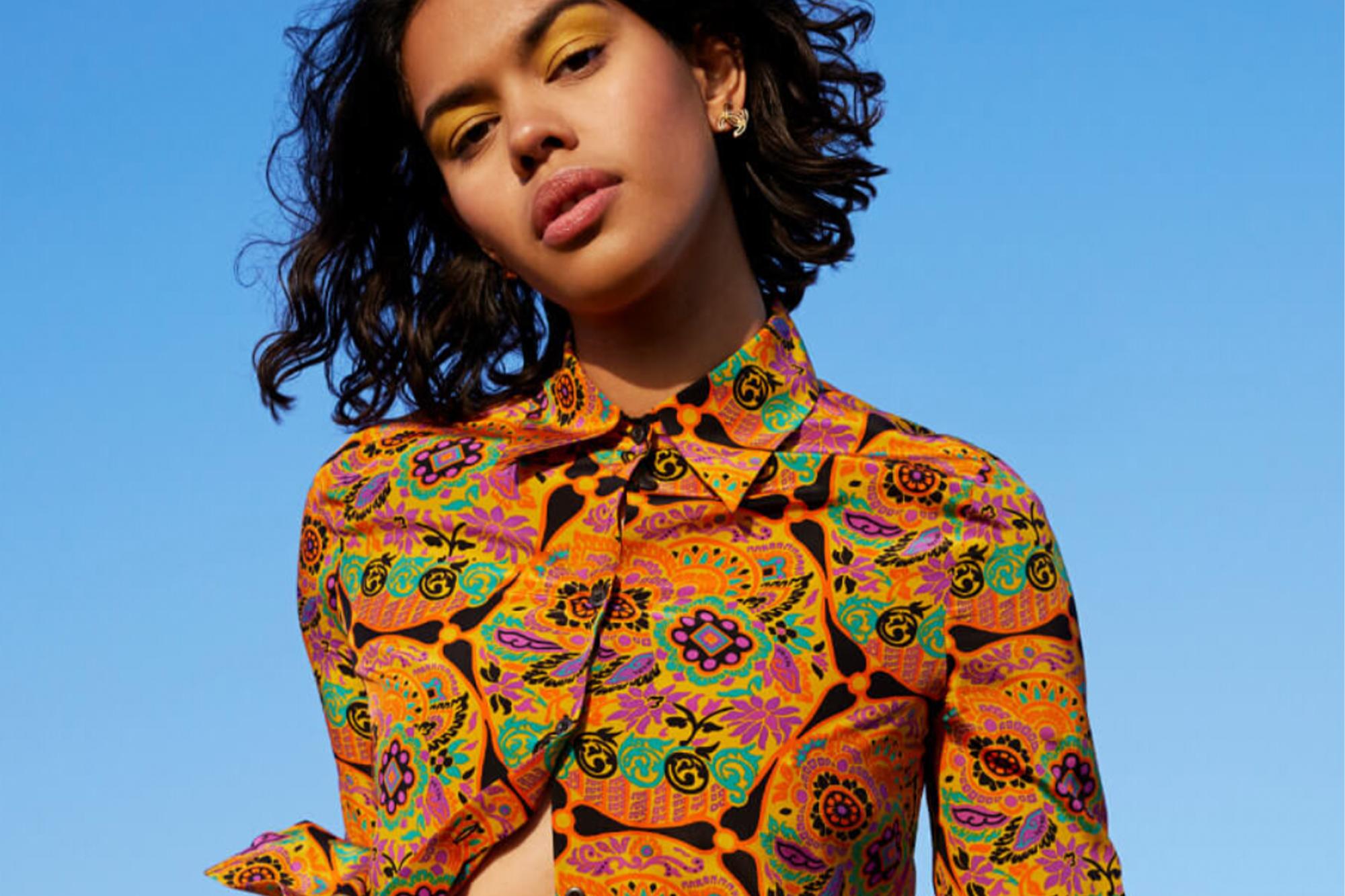 Woman wearing orange dress