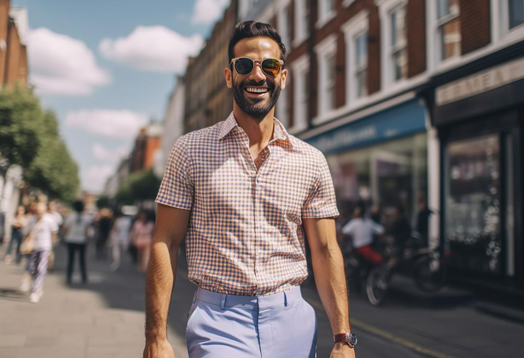 man wearing shirt sleeve shirt and sunglasses