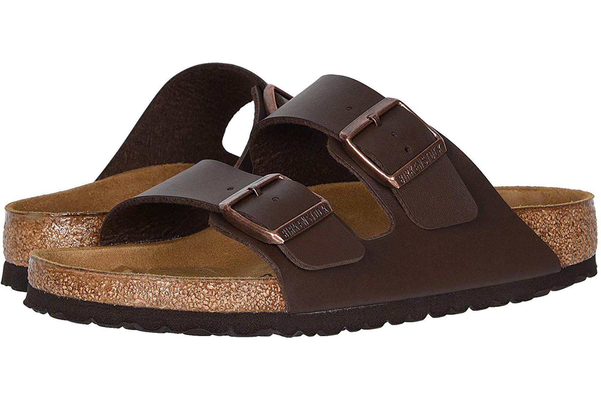 Birkenstocks in dark brown with two straps