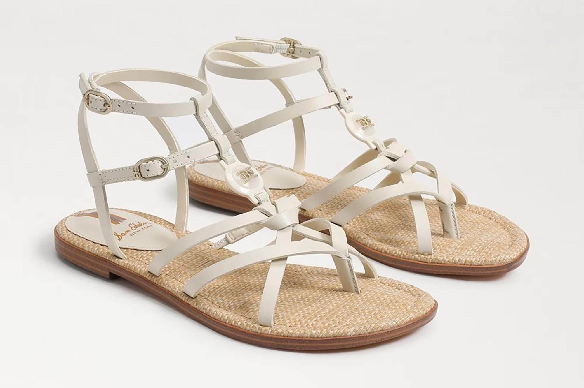 A pair of white sandals