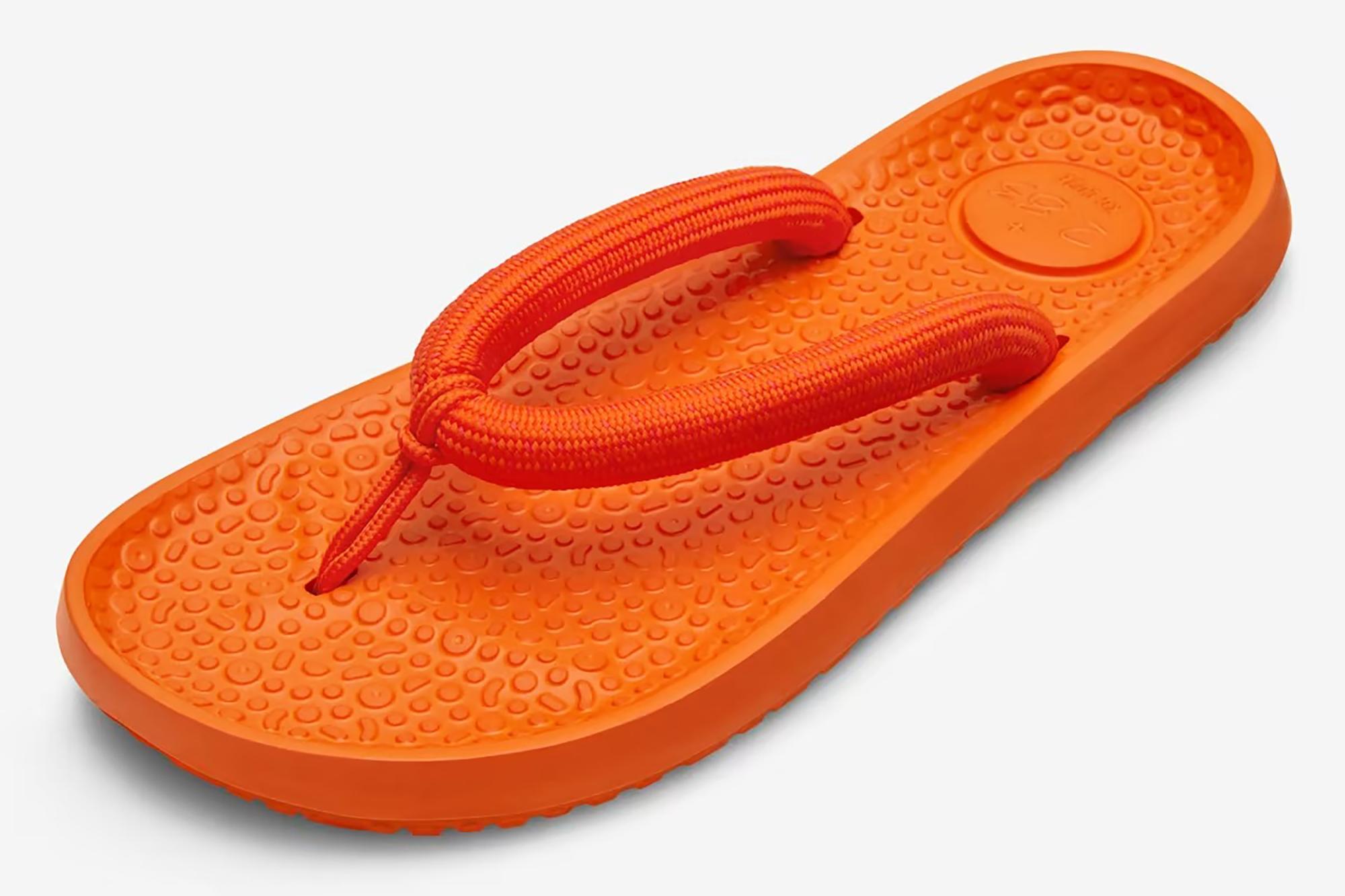 An orange flip flop