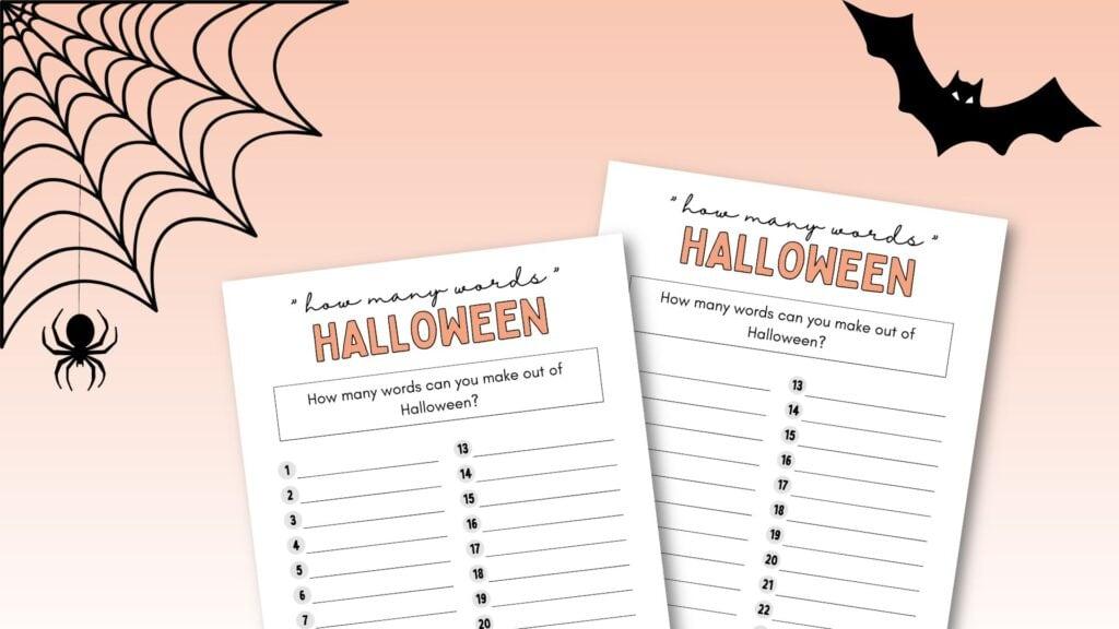 How many words can you make out of Halloween worksheet - cute & free printable puzzle sheet