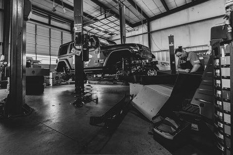 jeep on a car lift