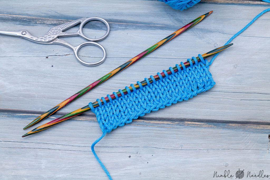 the edge you create by casting on with two needles as shown on a swatch in stockinette stitch