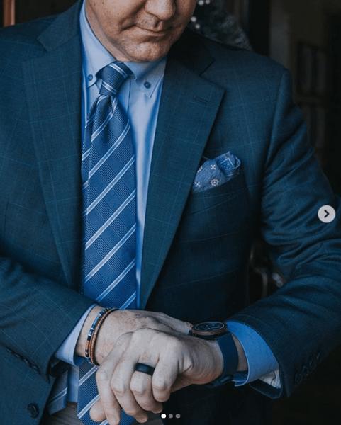 Blue & Silver Striped Silk Tie For Work