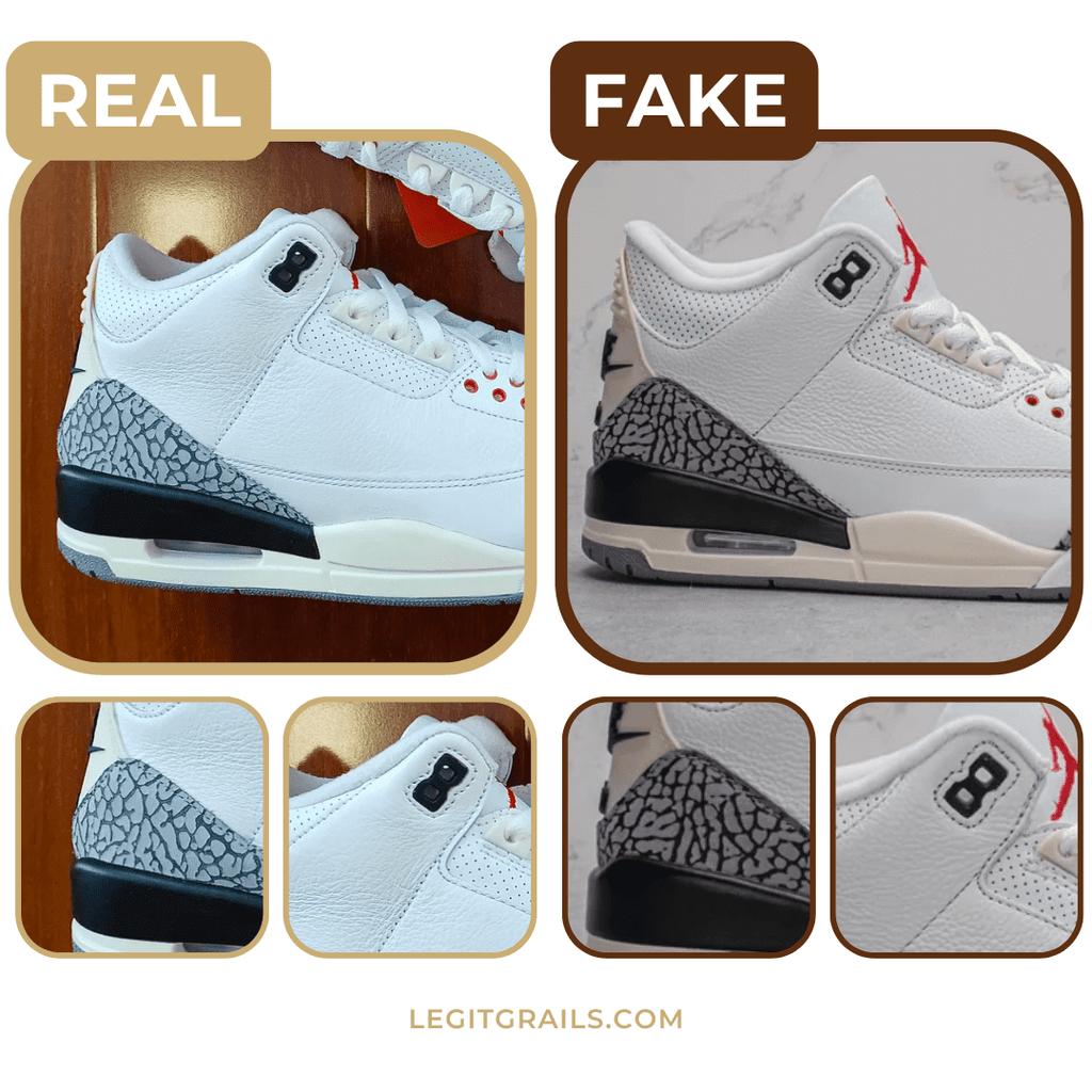 real vs fake Jordan 3 side by side comparison