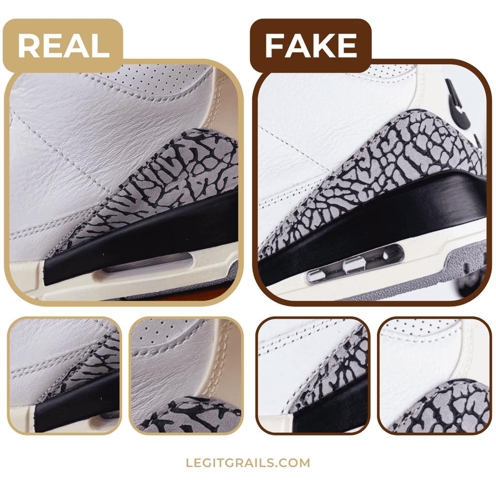 Jordan 3 fake vs real stitching comparison