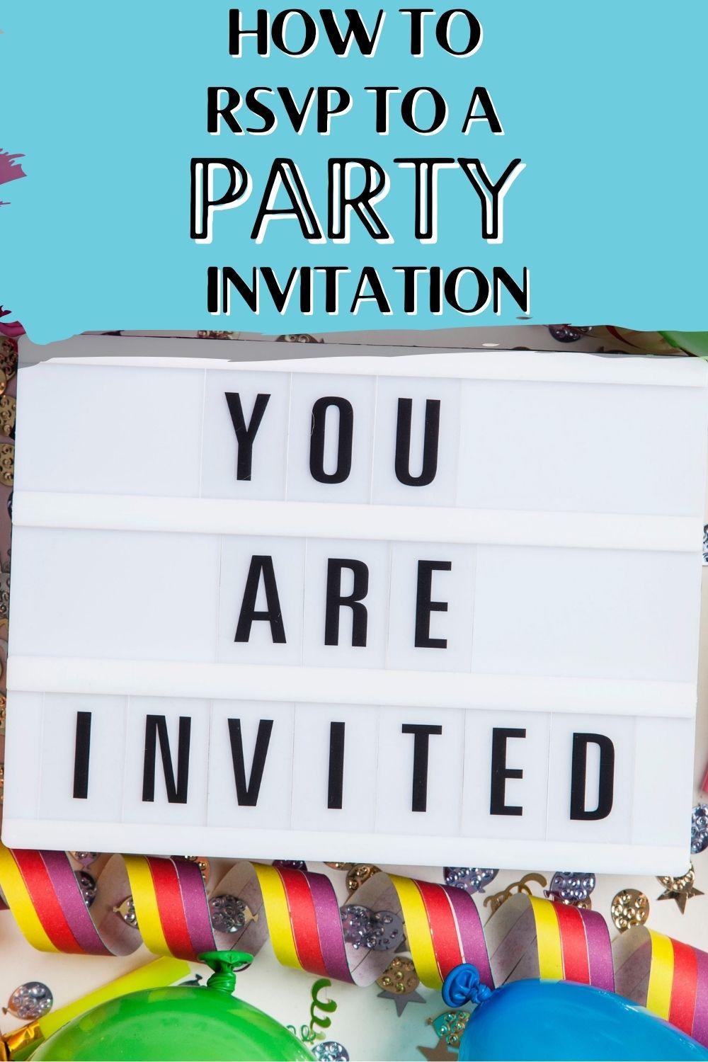 Pinterest pin about how to rsvp to party invitation