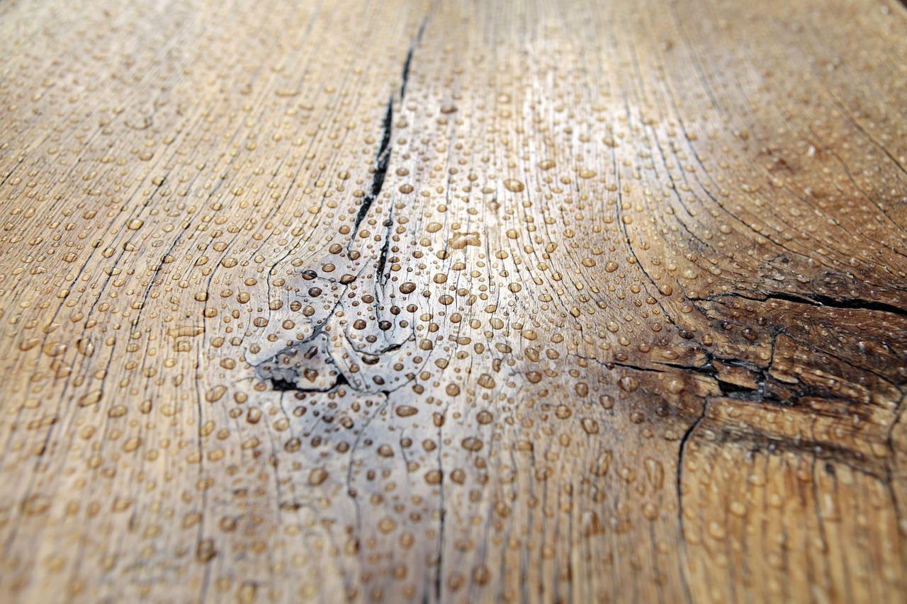 Rainwater on a wooden board