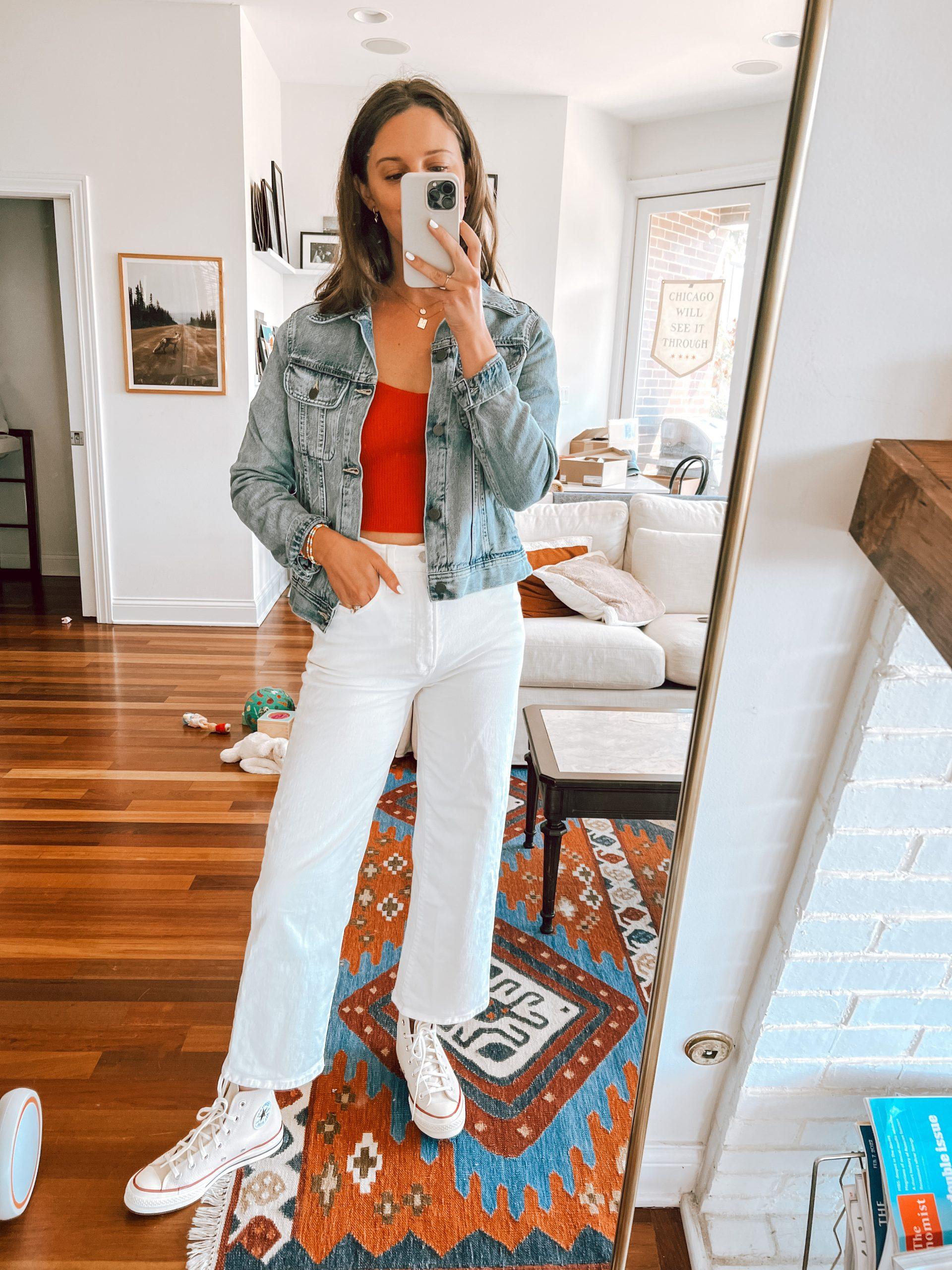 Summer date night white jeans outfits