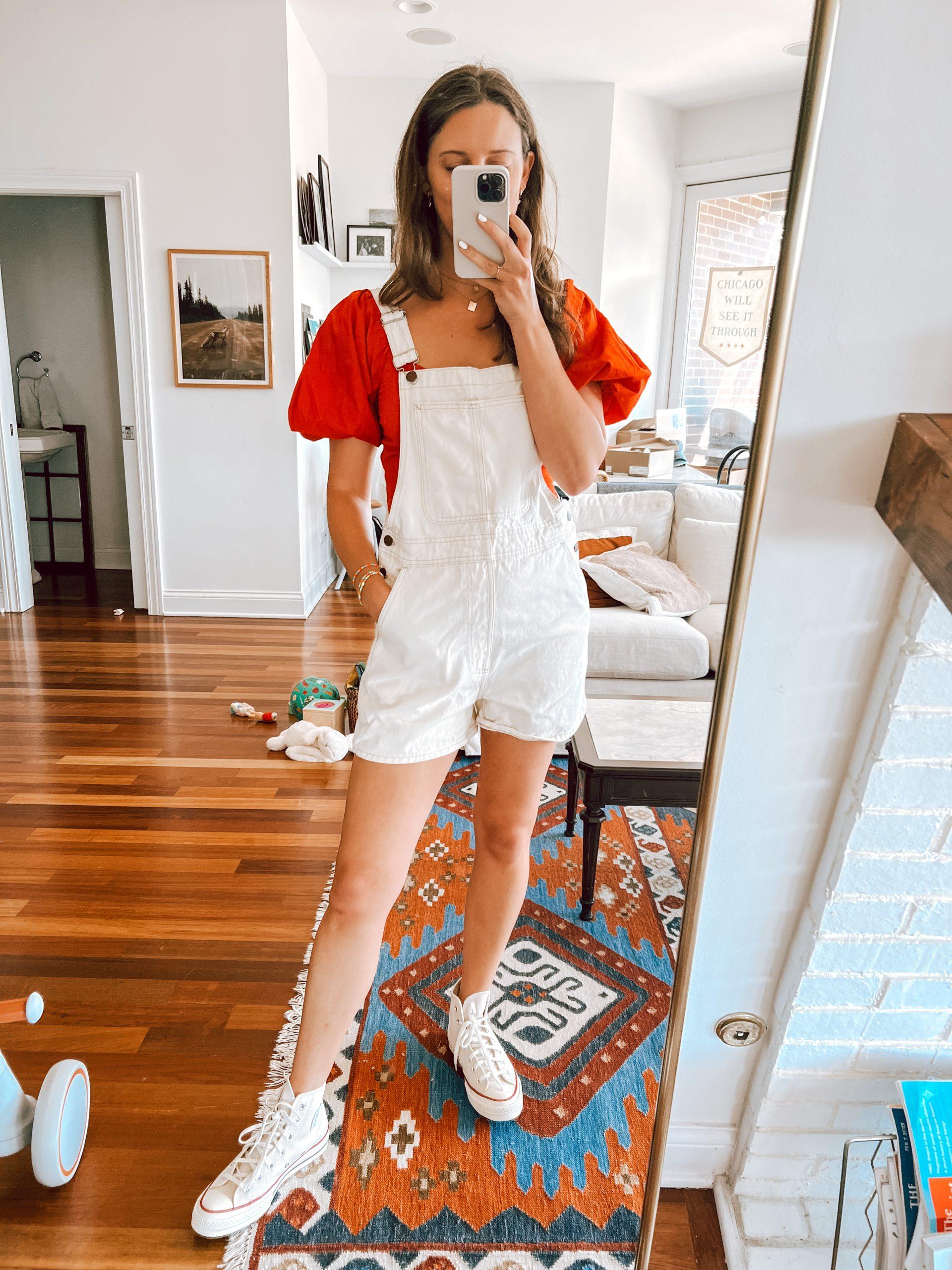 White overalls outfit