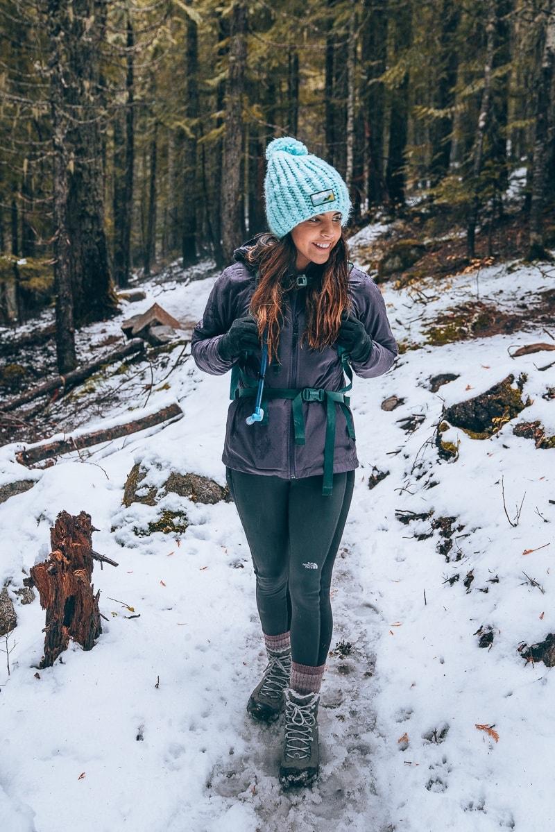 winter hiking with my north face pants