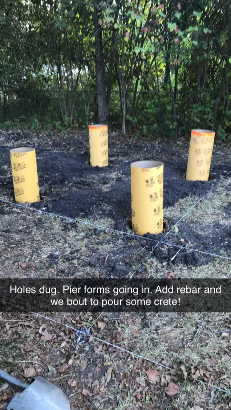 Pier forms laid in dirt