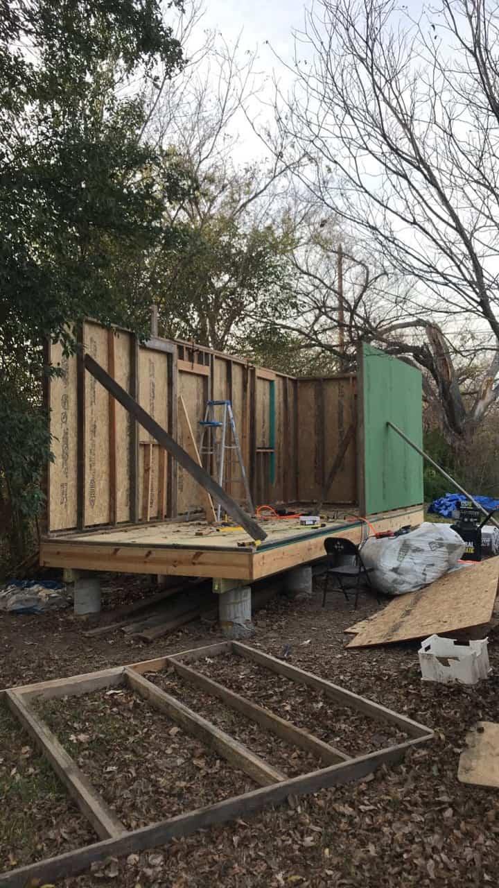 TIny house being framed