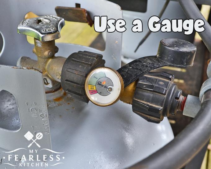 use a gauge to monitor how much propane is in your gas grill