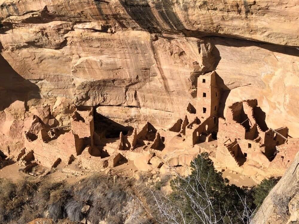 Mesa Verde National Park Square Tower House, structures carved into a rock mountainside