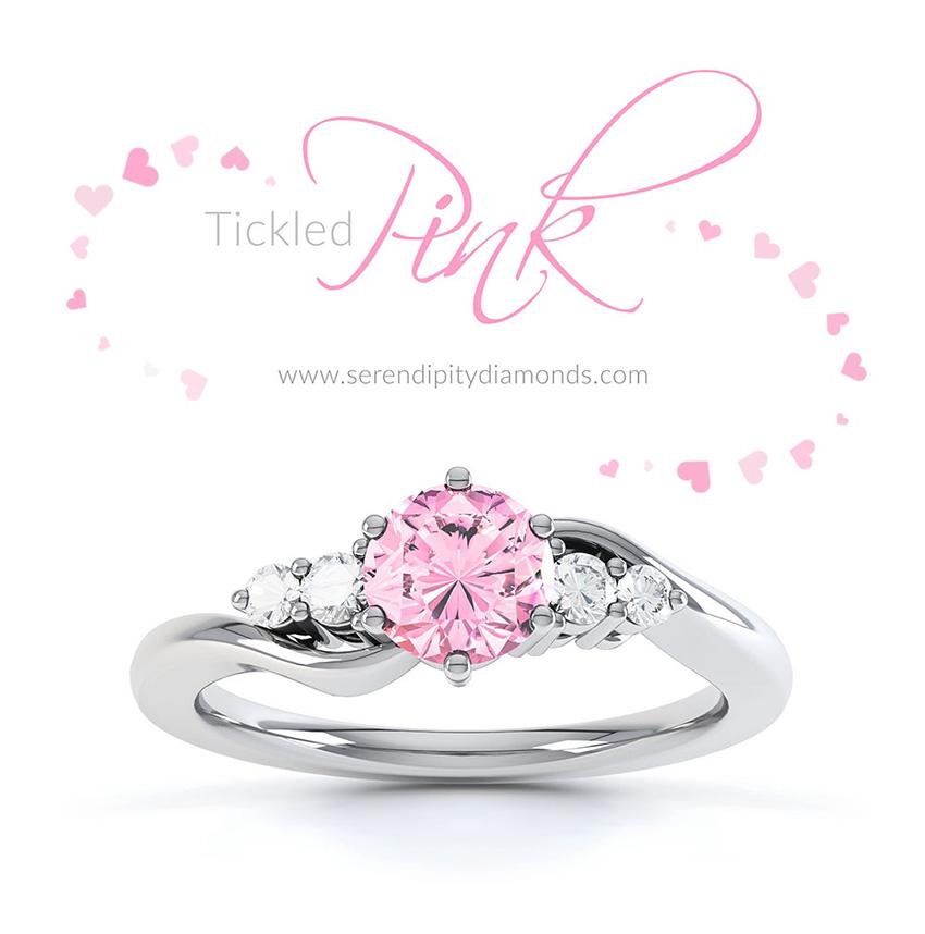 Tickled pink, made to order with a unique pink sapphire.