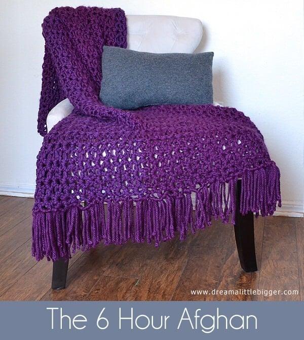 Make a gorgeous afghan with only the double crochet stitch in only 6 hours. The 6 hour afghan!