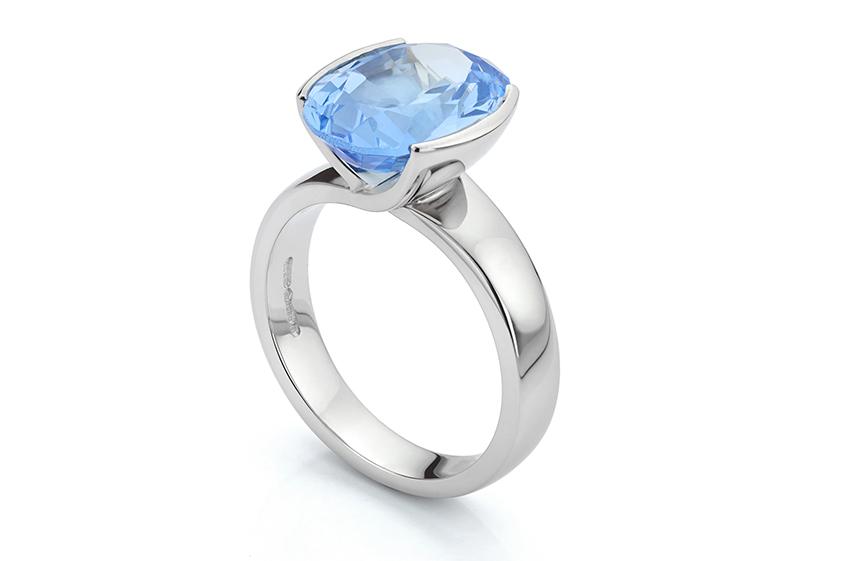 Bespoke Platinum ring set with Aquamarine