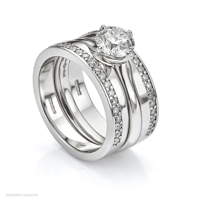 Platinum diamond engagement ring and wedding ring set