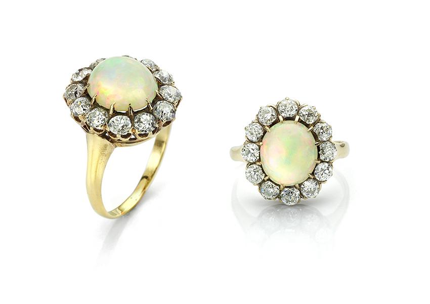 The original Antique opal and diamond ring before the ring was replicated.