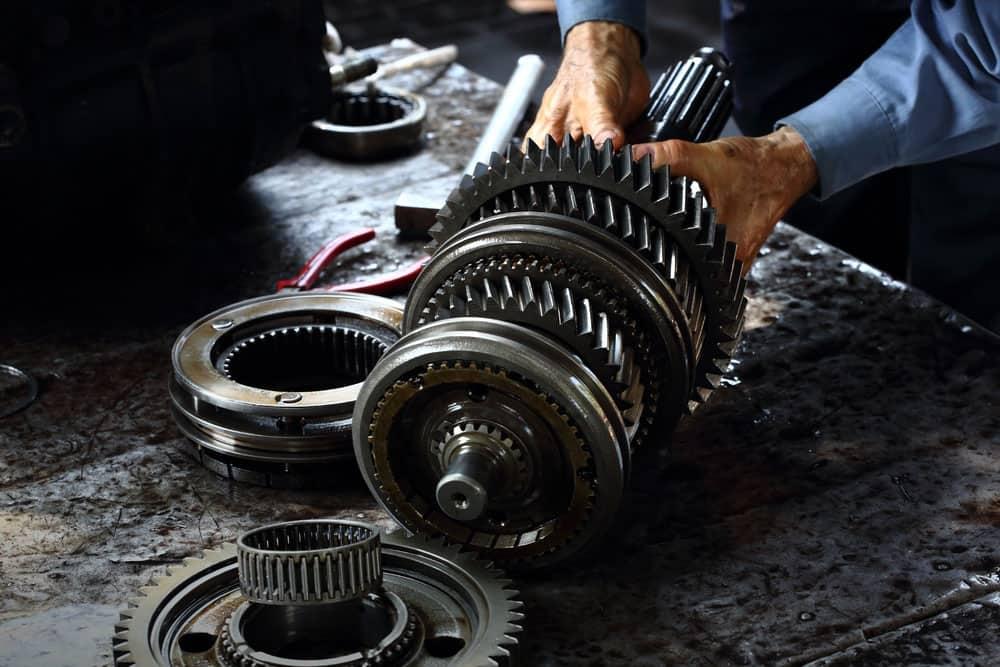 A closeup look at the power transmission gears box