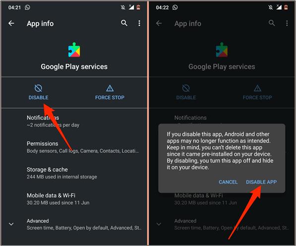 Disable Google Play services motorola