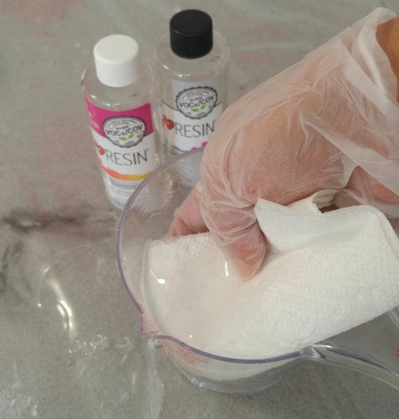 Cleaning Epoxy Resin Mixing Containers - wipe out any excess resin