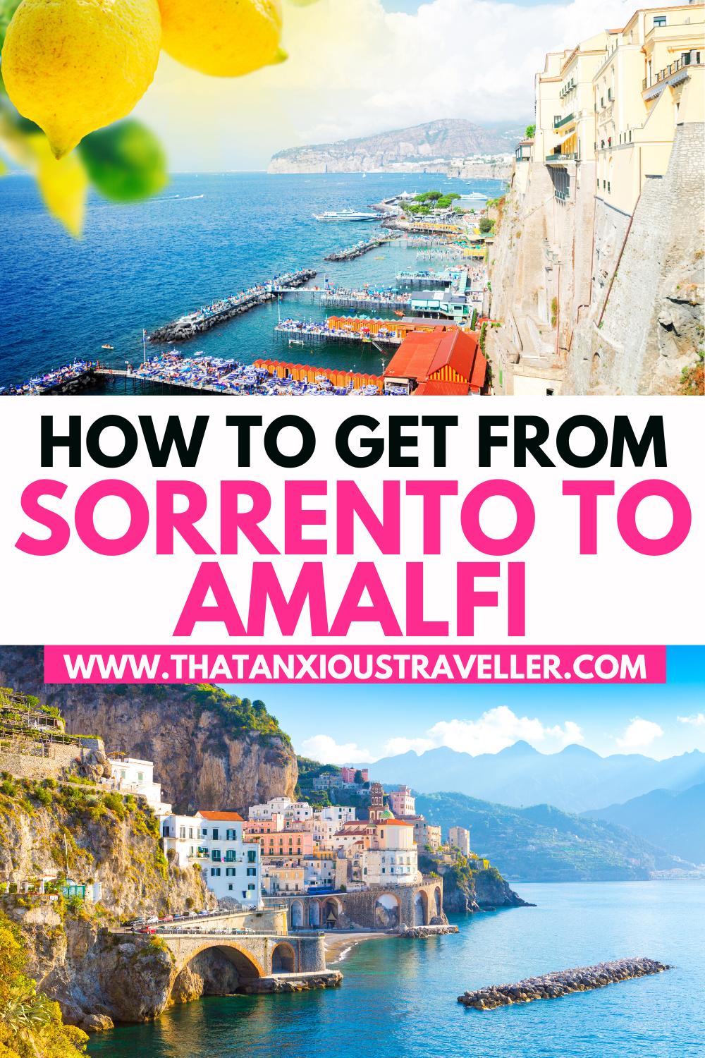 A map answering the question of "is Sorrento on the Amalfi Coast?"