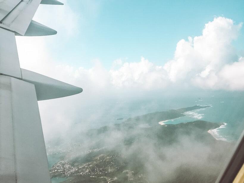 View of St. Thomas from plane when departing airport