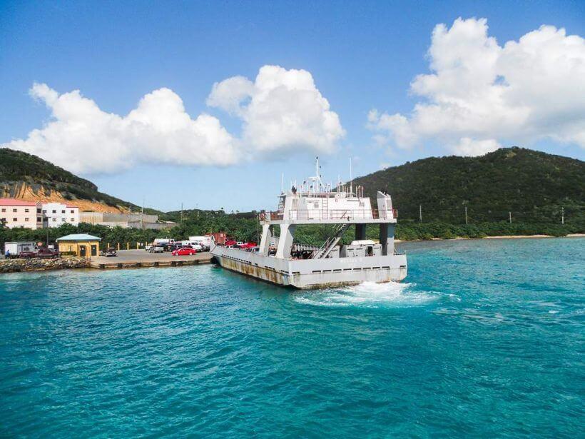 Car barge docked at St Thomas