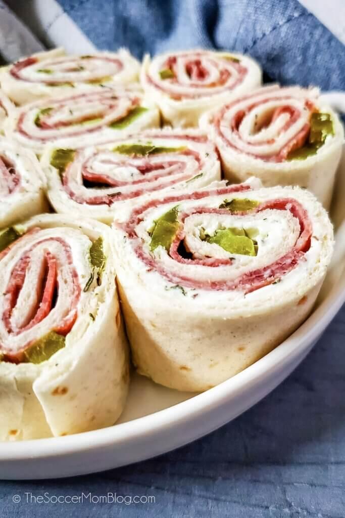 Dill Pickle Pinwheels on a plate