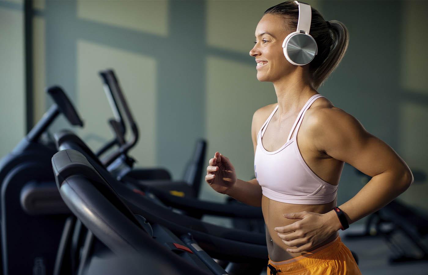 Young woman on a treadmill