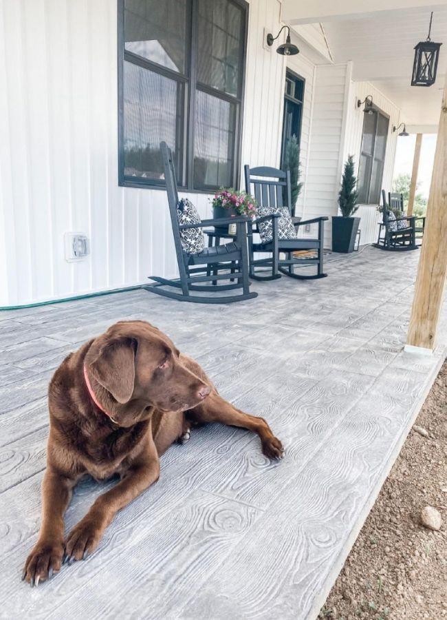 Concrete stamping idea for front porch