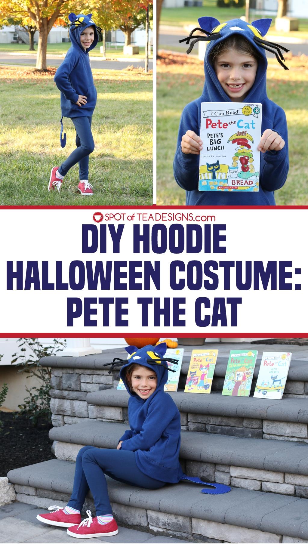 Pete the Cat DIY Hoodie Halloween Costume | Spotofteadesigns.com