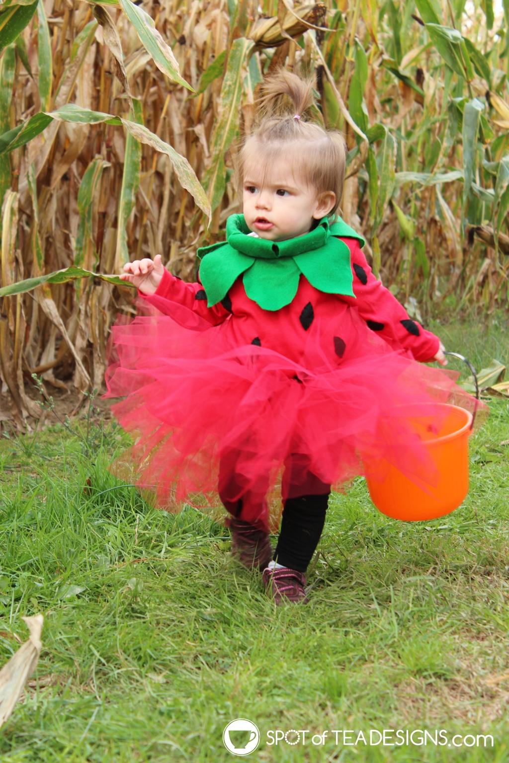 DIY Toddler Strawberry Halloween Costume | spotofteadesigns.com