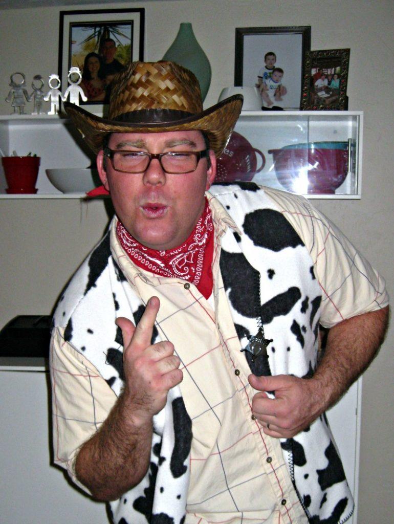 Homemade Cowboy Woody Vest for a Toy Story Halloween costume theme