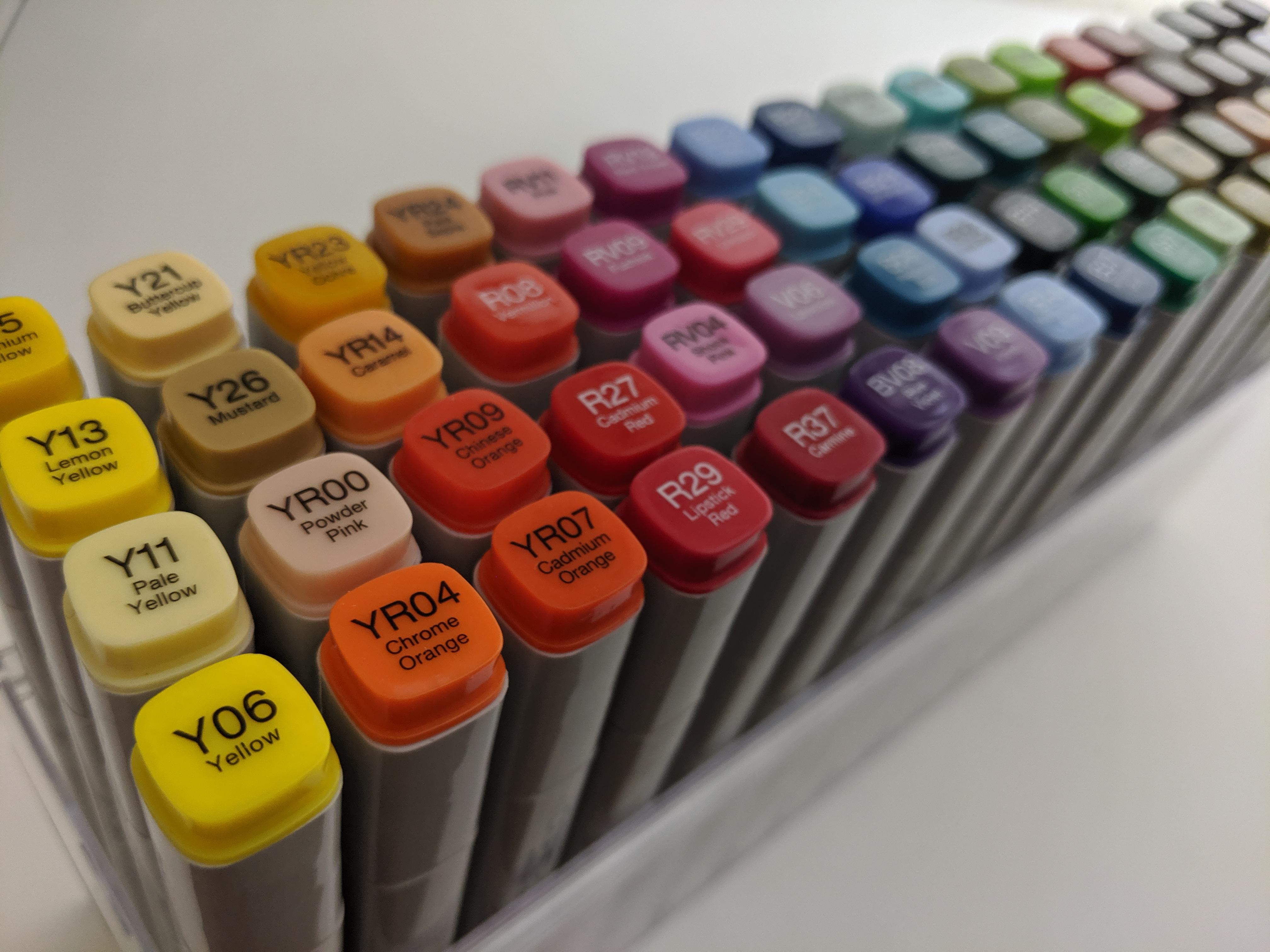 Copic Markers organised by colour family