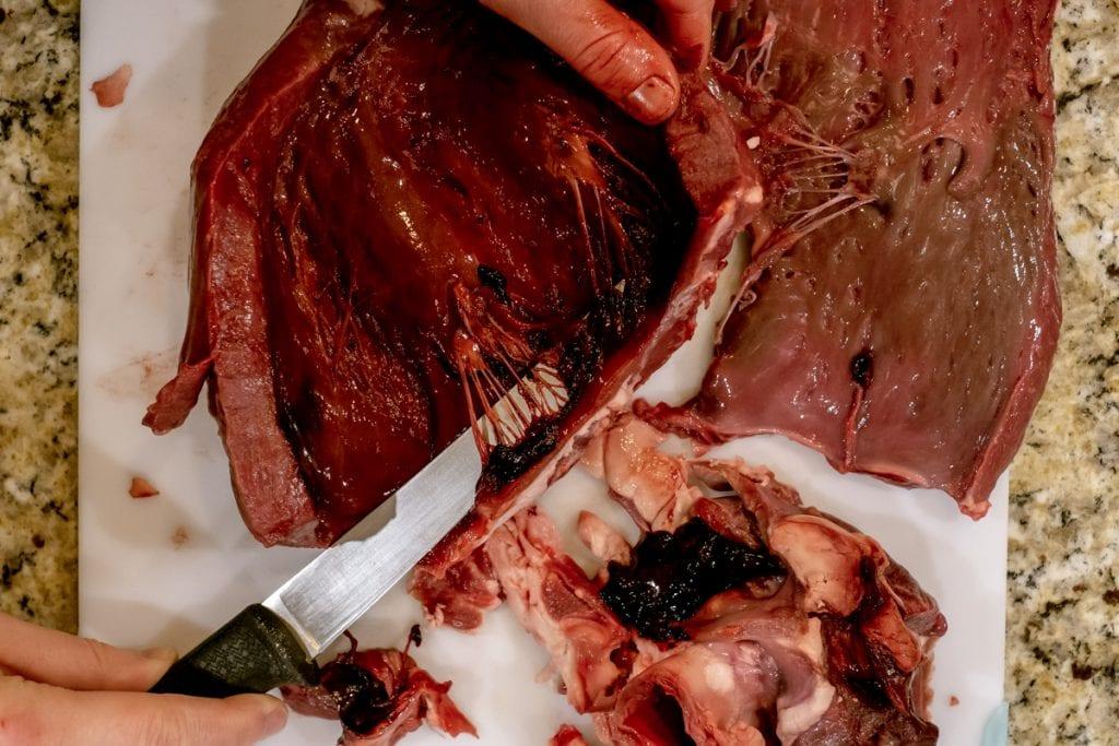 removing strings from elk heart