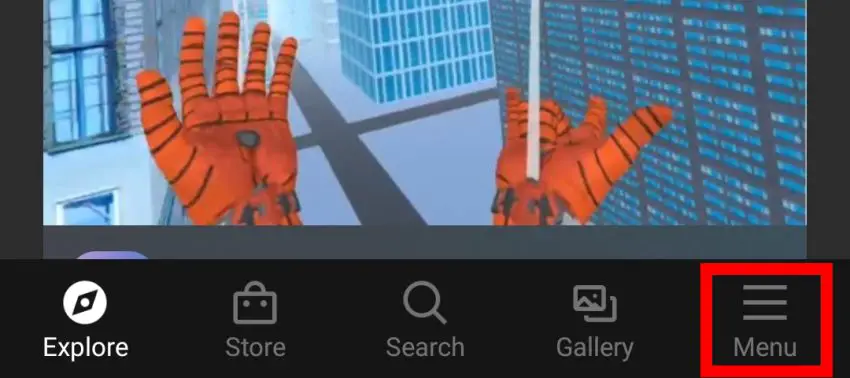 Oculus Mobile App Menu