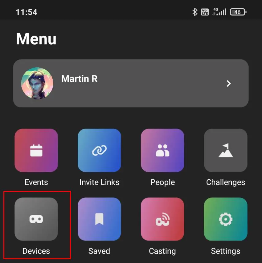Open Oculus Mobile App Devices