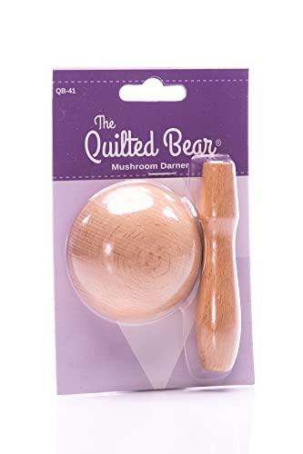 The Quilted Bear Darning Mushroom - Smooth Wooden Mushroom Darner with Strong Handle & Gradual Curvature for Darning Sock Holes & Other Crochet/Knitting Mending