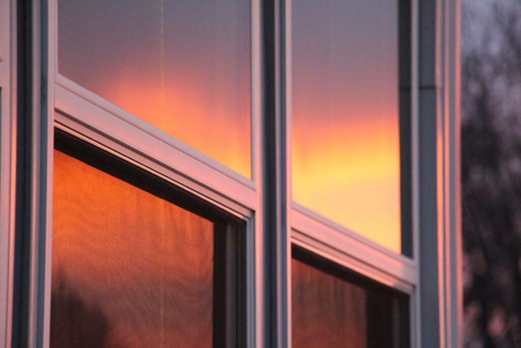 Sunset reflected in a home