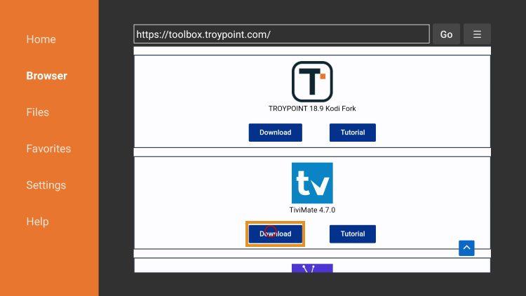 click download to install tivimate