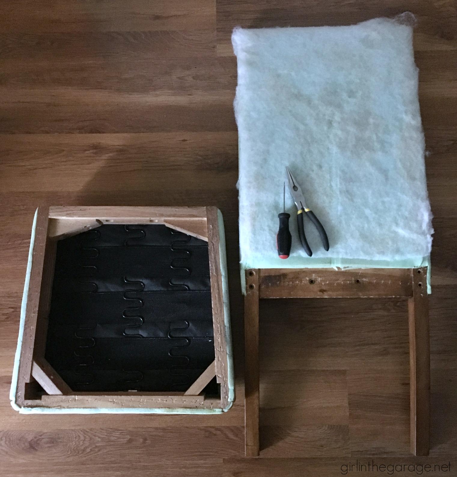 Reupholster DIY Dining Chair Makeover - Girl in the Garage