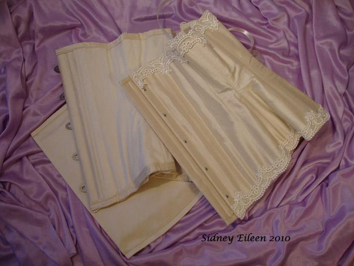 Cream Silk Underbust with Lace Edging - Open, by Sidney Eileen