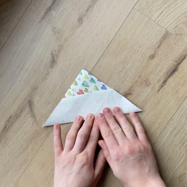 Wrapping loose jewelry pieces in a DIY gift pyramid.